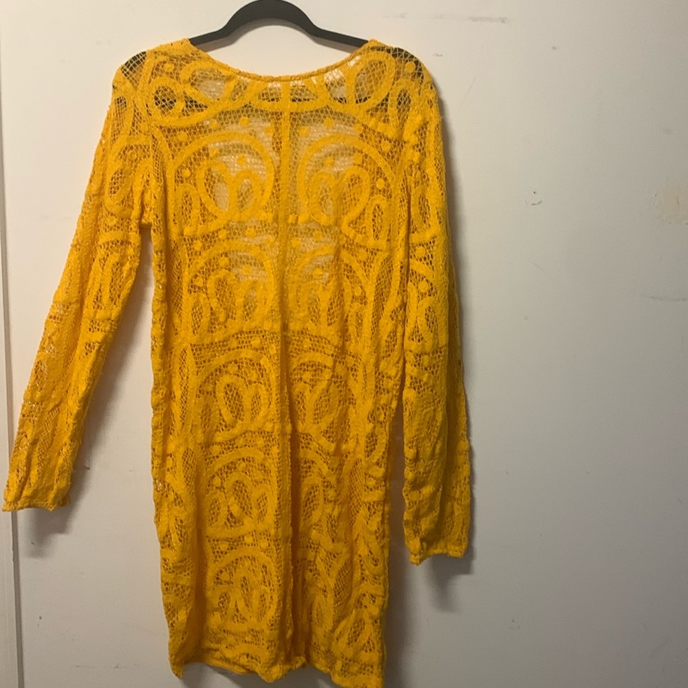 Yellow Crochet Swimwear Cover Up Brand New from H M Women Size S. (Has Stretch)